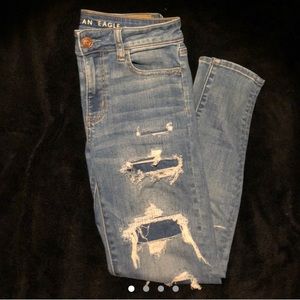 American eagle distressed patched jeans